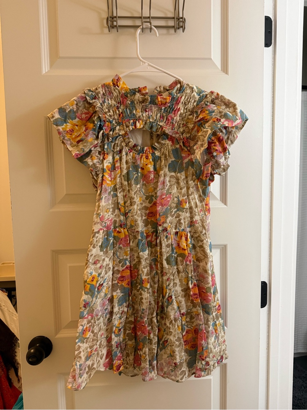 Sea NY Floral Ruffle Short Sleeve Dress - Pink & Blue Floral